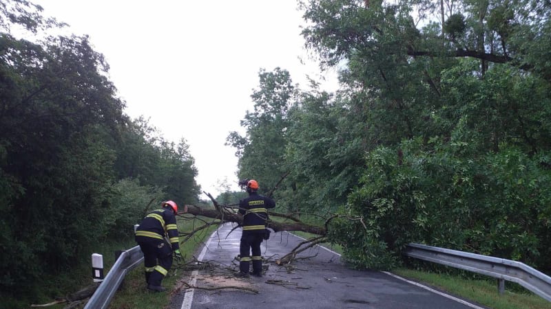 Zastavené vlaky, popadané stromy, výpadky proudu. Hrozivé následky bouřek na jihu Čech
