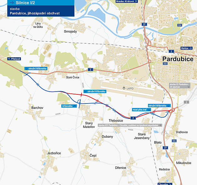 Modrá, či červená? Spor o obchvat jde do finále a Pardubice čeká další dopravní dilema